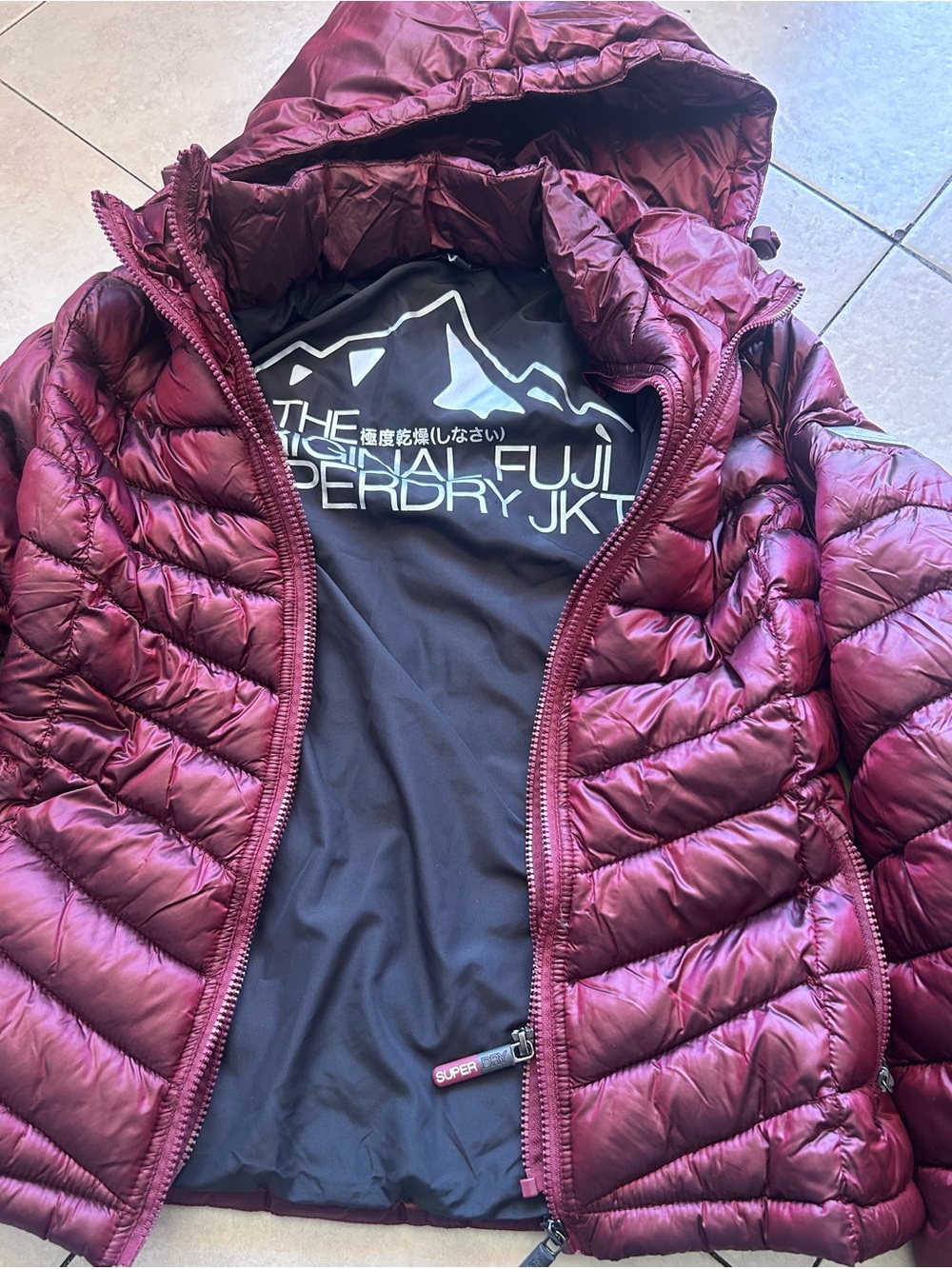 Superdry Fuji Quilted Jacket - Burgundy with Black Lining